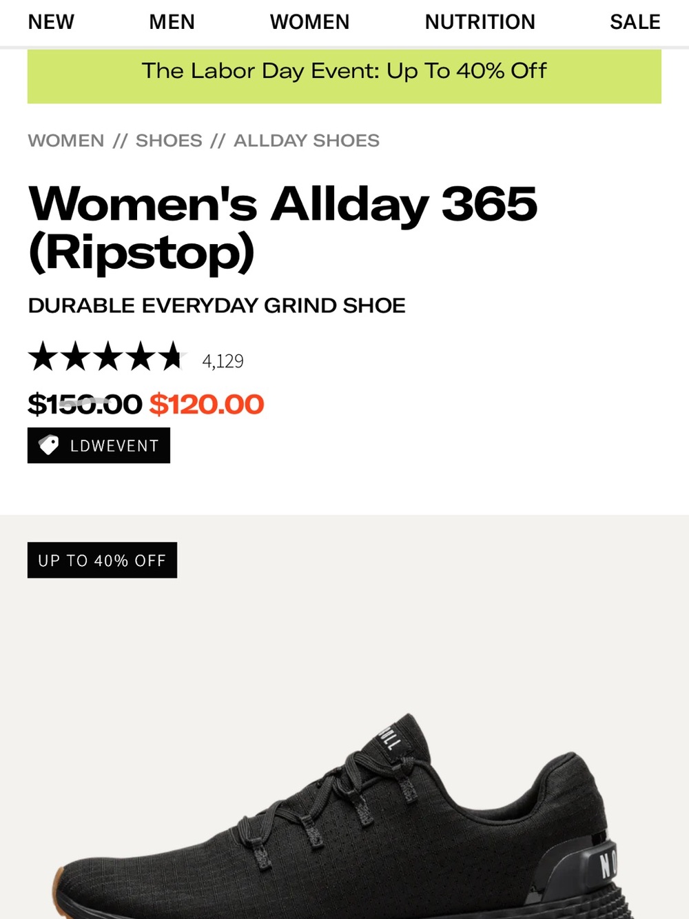 NOBULL Women's Allday 365 Ripstop Sneakers - Black